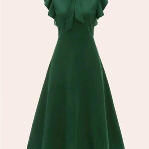 Chic Forest Green Midi Dress